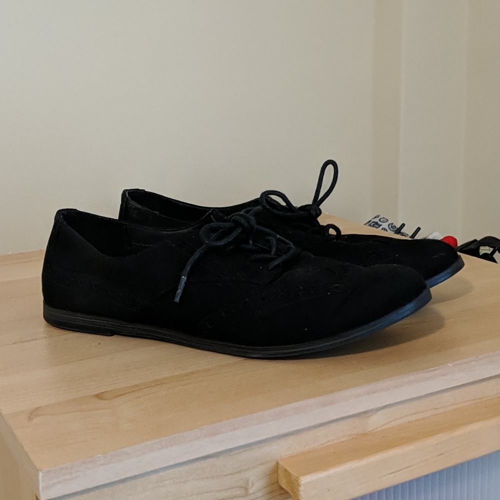 Black suede oxfords